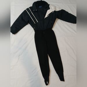 Vtg 70s 80s Ski Suit Serac One piece Snowsuit Apres Snow Bib Leggings Womens 8